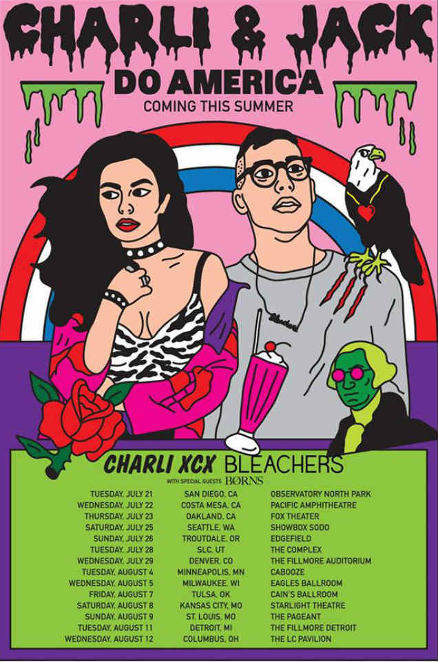 Charli XCX and Bleachers tour poster