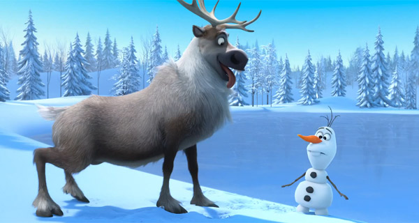 Olaf meets Sven in 'Frozen'