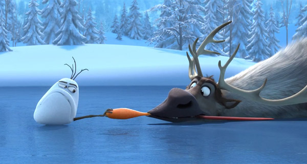 Sven and Olaf fight over Olaf's nose in 'Frozen'