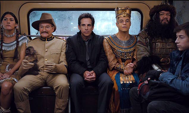Characters from Night At The Museum: Secret Of The Tomb take a bus ride