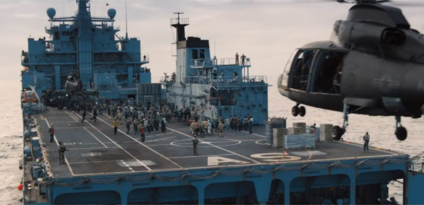 A safe haven on a war ship in the middle of the ocean in World War Z
