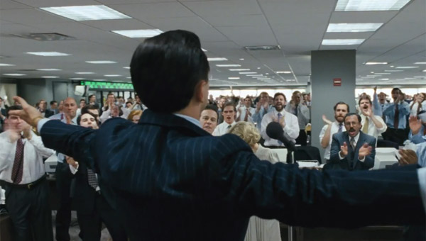 Leonardo DiCaprio as Jordan Belfort in Martin Scorsese's The Wolf of Wall Street