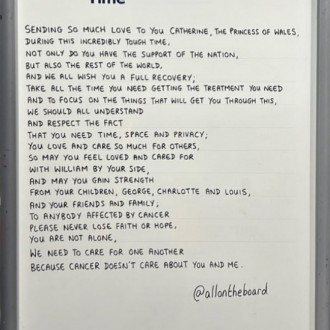 All on the Board team sends love to Catherine, Princess of Wales with heartfelt poem