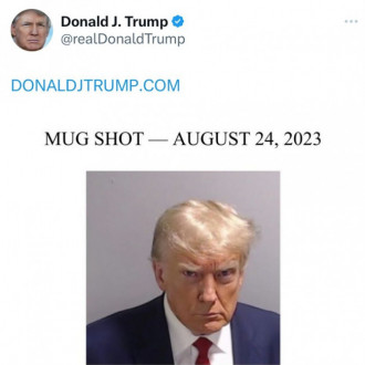Donald Trump posts mugshot in Twitter return