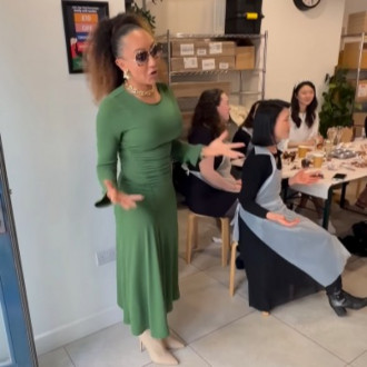 Mel B storms into a chocolate workshop thinking it was a hen do: 'Hello everyone!'